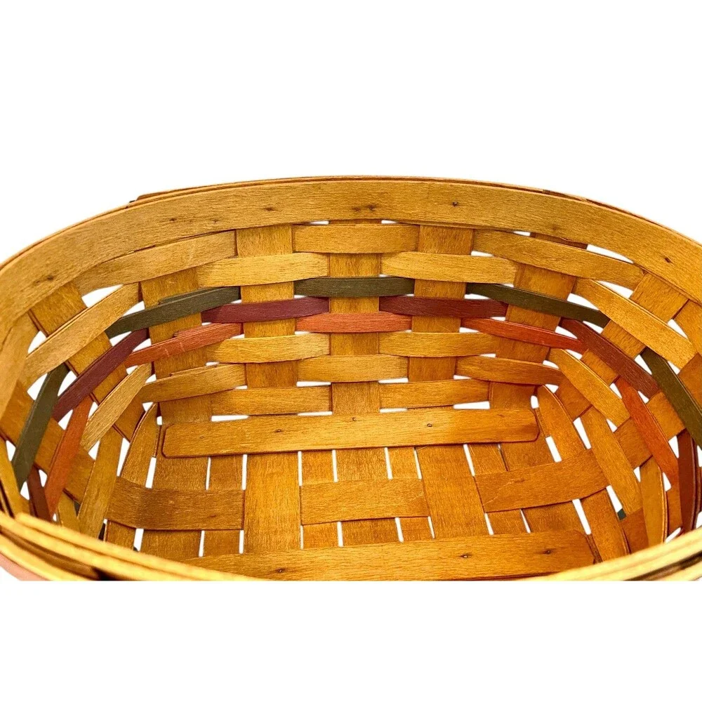 Longaberger Basket 1992 w Autumn Fall Color Design 10x7x5 Handwoven Logo Sgnd